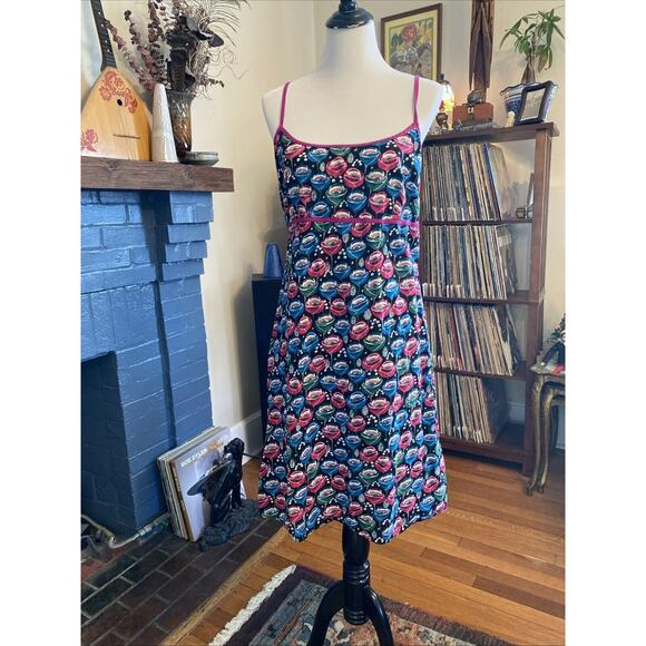 VINTAGE Apsara Mod Floral Babydoll Y2K Slip Dress Retro Cotton Sz XL Tank 90s - Picture 6 of 14